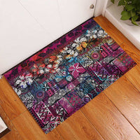 Pacific Hibiscus Tapa Tribal Vintage Rubber Doormat Pink Motif LT9 - Polynesian Pride
