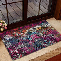 Pacific Hibiscus Tapa Tribal Vintage Rubber Doormat Pink Motif LT9 - Polynesian Pride