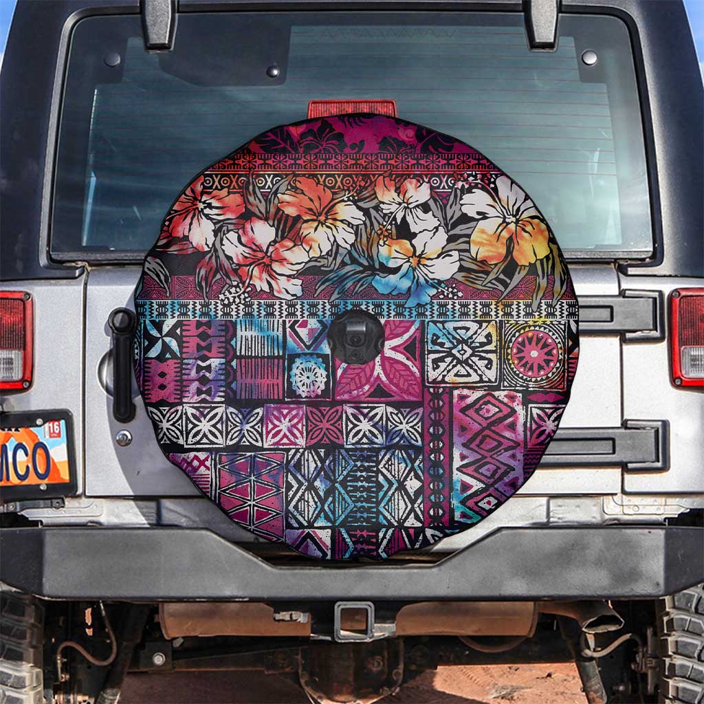 Pacific Hibiscus Tapa Tribal Vintage Spare Tire Cover Pink Motif LT9 Pink - Polynesian Pride
