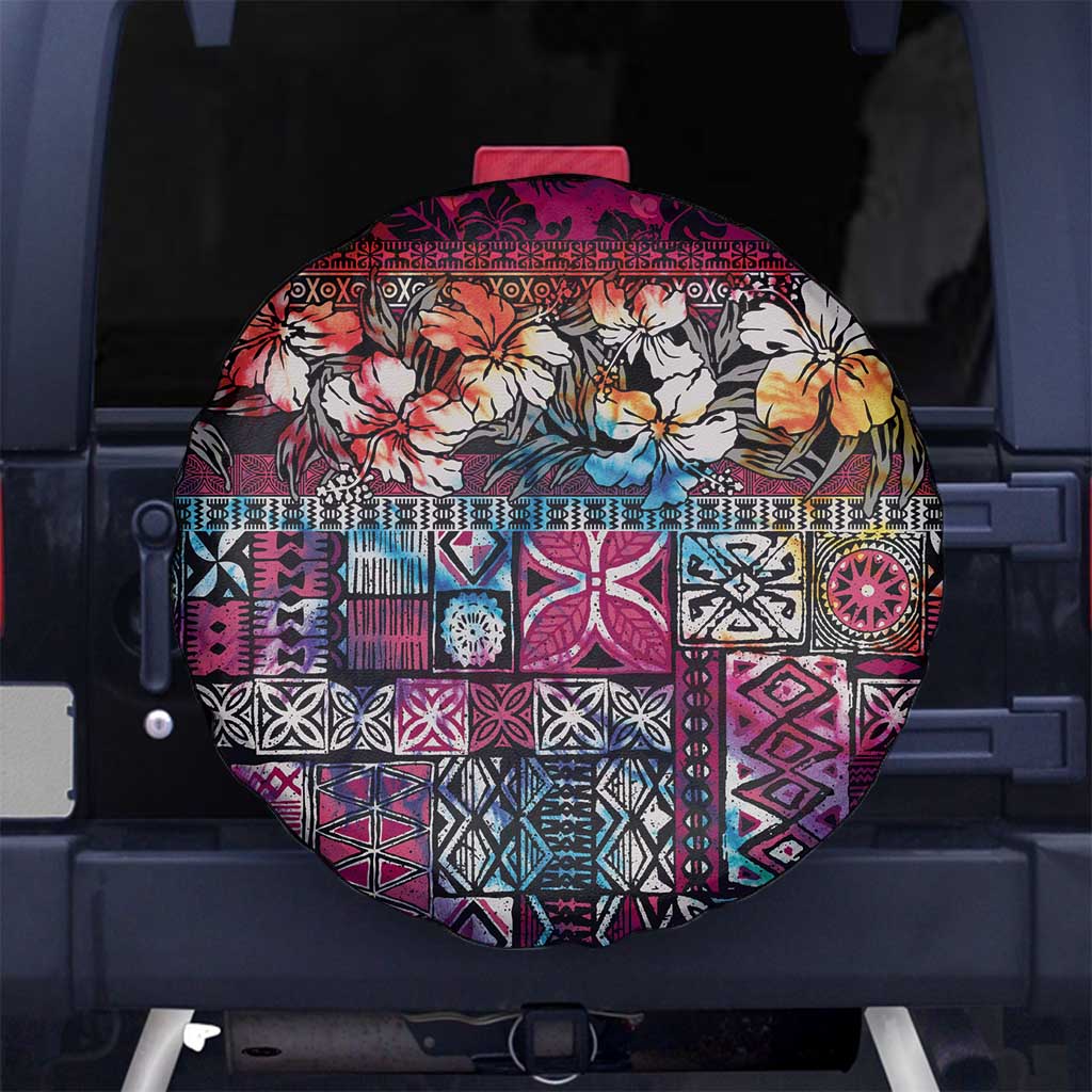 Pacific Hibiscus Tapa Tribal Vintage Spare Tire Cover Pink Motif LT9 - Polynesian Pride
