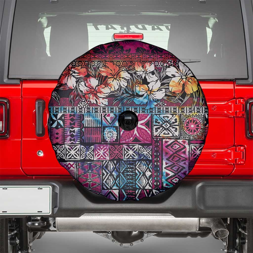 Pacific Hibiscus Tapa Tribal Vintage Spare Tire Cover Pink Motif LT9 - Polynesian Pride