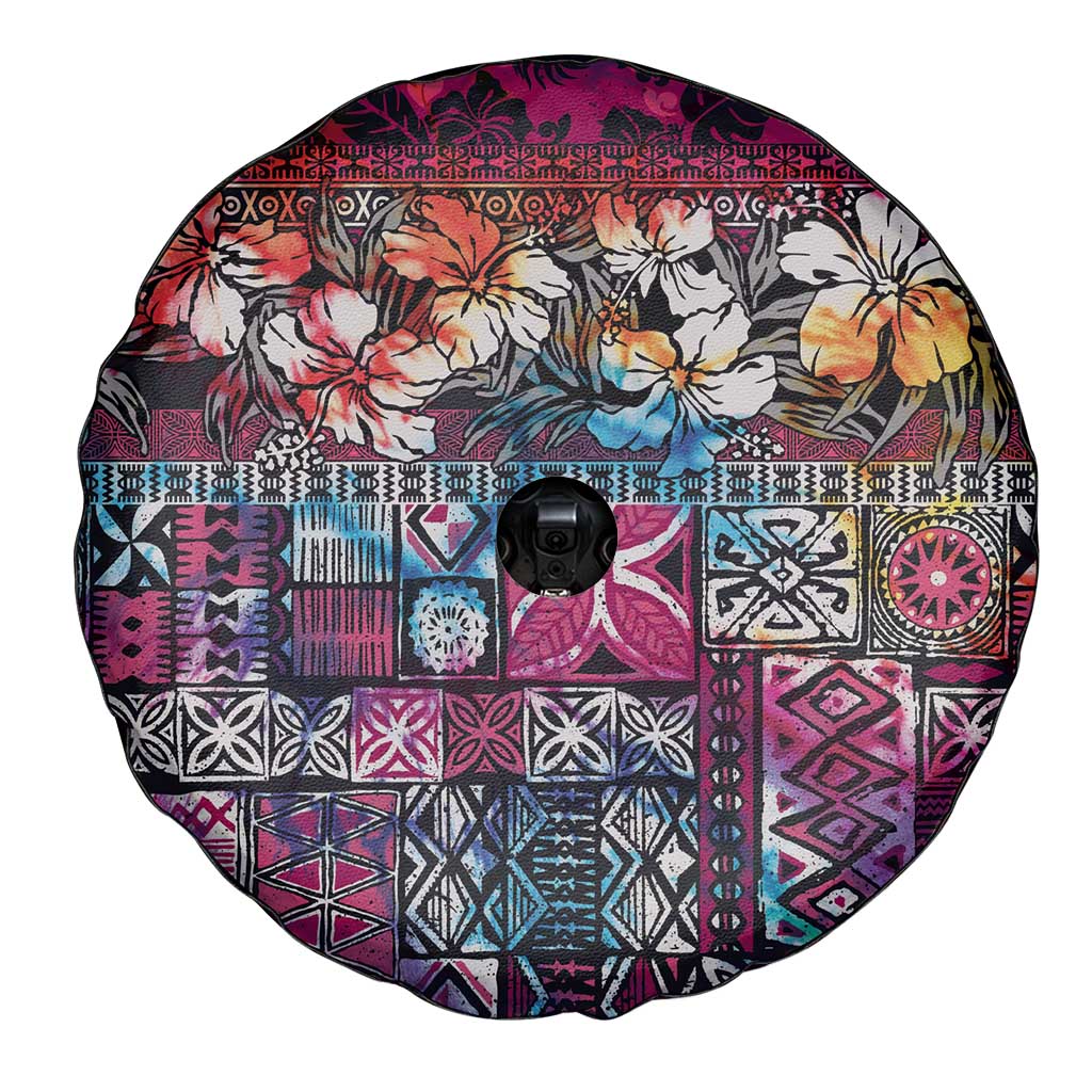 Pacific Hibiscus Tapa Tribal Vintage Spare Tire Cover Pink Motif LT9 - Polynesian Pride