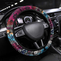 Pacific Hibiscus Tapa Tribal Vintage Steering Wheel Cover Pink Motif LT9 Universal Fit Pink - Polynesian Pride
