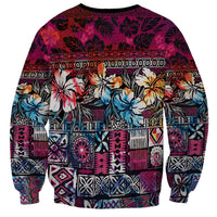 Pacific Hibiscus Tapa Tribal Vintage Sweatshirt Pink Motif LT9 - Polynesian Pride