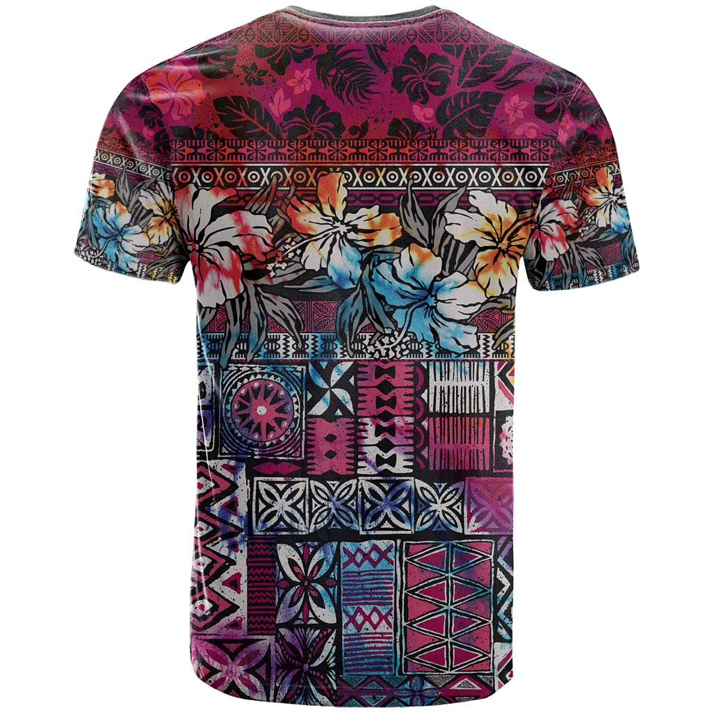Pacific Hibiscus Tapa Tribal Vintage T Shirt Pink Motif LT9 - Polynesian Pride