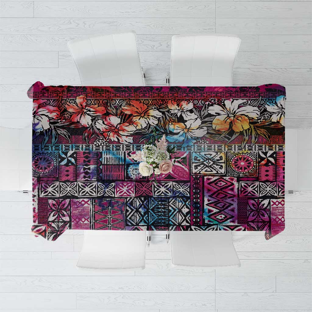 Pacific Hibiscus Tapa Tribal Vintage Tablecloth Pink Motif LT9 Pink - Polynesian Pride