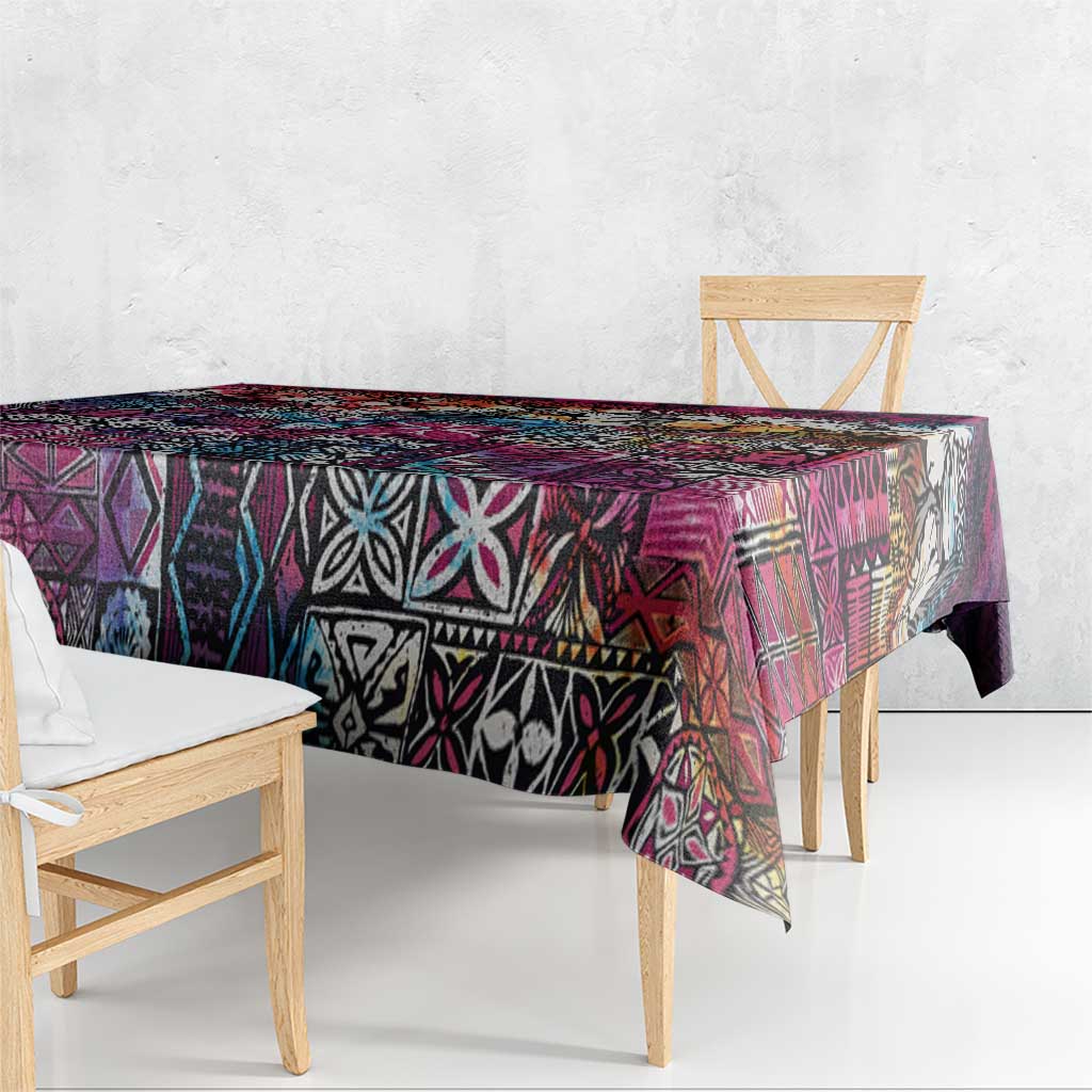 Pacific Hibiscus Tapa Tribal Vintage Tablecloth Pink Motif LT9 - Polynesian Pride