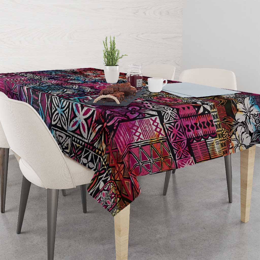 Pacific Hibiscus Tapa Tribal Vintage Tablecloth Pink Motif LT9 - Polynesian Pride