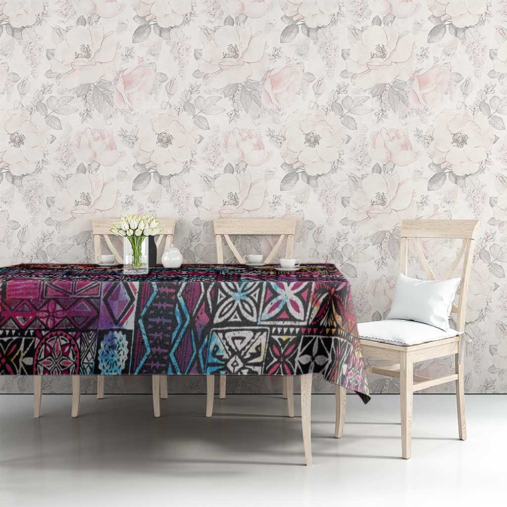 Pacific Hibiscus Tapa Tribal Vintage Tablecloth Pink Motif LT9 - Polynesian Pride
