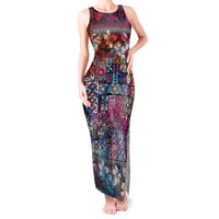 Pacific Hibiscus Tapa Tribal Vintage Tank Maxi Dress Pink Motif LT9 Women Pink - Polynesian Pride