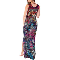 Pacific Hibiscus Tapa Tribal Vintage Tank Maxi Dress Pink Motif LT9 - Polynesian Pride