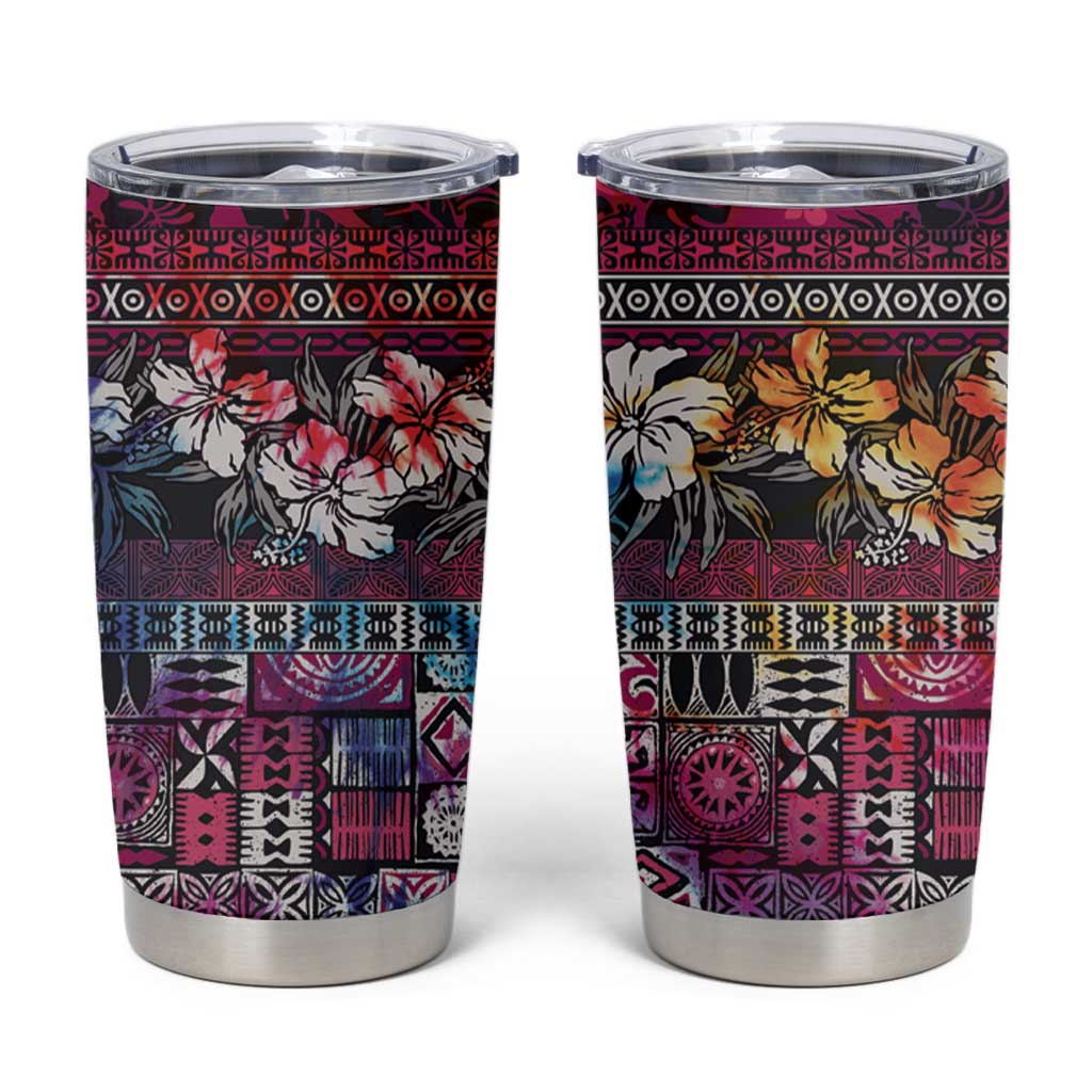 Pacific Hibiscus Tapa Tribal Vintage Tumbler Cup Pink Motif LT9 Pink - Polynesian Pride