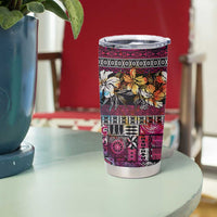 Pacific Hibiscus Tapa Tribal Vintage Tumbler Cup Pink Motif LT9 - Polynesian Pride