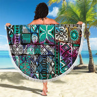 Pacific Hibiscus Tapa Tribal Vintage Beach Blanket Turquoise Motif LT9 - Polynesian Pride
