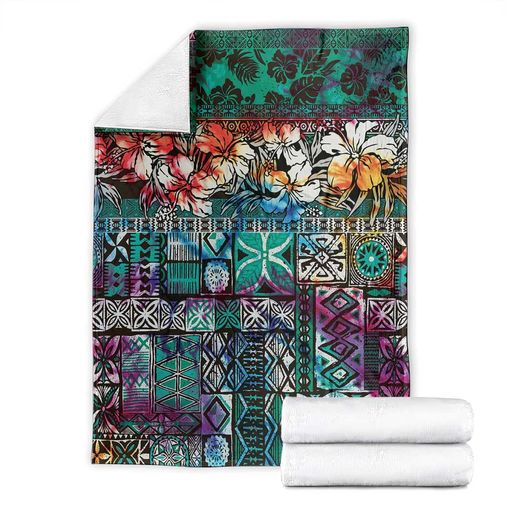 Pacific Hibiscus Tapa Tribal Vintage Blanket Turquoise Motif LT9 - Polynesian Pride