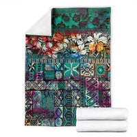 Pacific Hibiscus Tapa Tribal Vintage Blanket Turquoise Motif LT9 - Polynesian Pride