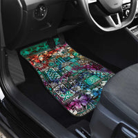 Pacific Hibiscus Tapa Tribal Vintage Car Mats Turquoise Motif LT9 - Polynesian Pride