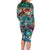 Pacific Hibiscus Tapa Tribal Vintage Family Matching Long Sleeve Bodycon Dress and Hawaiian Shirt Turquoise Motif