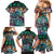 Pacific Hibiscus Tapa Tribal Vintage Family Matching Mermaid Dress and Hawaiian Shirt Turquoise Motif