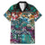 Pacific Hibiscus Tapa Tribal Vintage Family Matching Mermaid Dress and Hawaiian Shirt Turquoise Motif