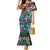 Pacific Hibiscus Tapa Tribal Vintage Family Matching Mermaid Dress and Hawaiian Shirt Turquoise Motif