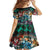 Pacific Hibiscus Tapa Tribal Vintage Family Matching Off The Shoulder Long Sleeve Dress and Hawaiian Shirt Turquoise Motif