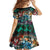 Pacific Hibiscus Tapa Tribal Vintage Family Matching Off Shoulder Short Dress and Hawaiian Shirt Turquoise Motif