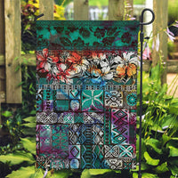 Pacific Hibiscus Tapa Tribal Vintage Garden Flag Turquoise Motif LT9 Garden Flag Turquoise - Polynesian Pride