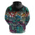 Pacific Hibiscus Tapa Tribal Vintage Hoodie Turquoise Motif