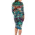 Pacific Hibiscus Tapa Tribal Vintage Long Sleeve Bodycon Dress Turquoise Motif