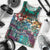 Pacific Hibiscus Tapa Tribal Vintage Men Tank Top Turquoise Motif