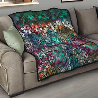 Pacific Hibiscus Tapa Tribal Vintage Quilt Turquoise Motif