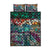 Pacific Hibiscus Tapa Tribal Vintage Quilt Bed Set Turquoise Motif