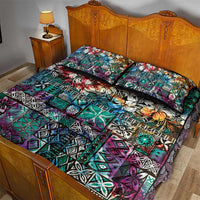 Pacific Hibiscus Tapa Tribal Vintage Quilt Bed Set Turquoise Motif LT9 - Polynesian Pride