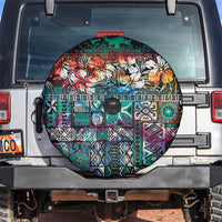 Pacific Hibiscus Tapa Tribal Vintage Spare Tire Cover Turquoise Motif LT9 Turquoise - Polynesian Pride