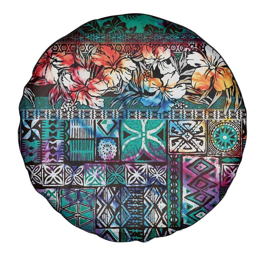 Pacific Hibiscus Tapa Tribal Vintage Spare Tire Cover Turquoise Motif LT9 - Polynesian Pride