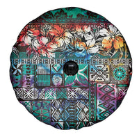 Pacific Hibiscus Tapa Tribal Vintage Spare Tire Cover Turquoise Motif LT9 - Polynesian Pride