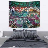 Pacific Hibiscus Tapa Tribal Vintage Tapestry Turquoise Motif LT9 - Polynesian Pride
