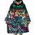 Pacific Hibiscus Tapa Tribal Vintage Wearable Blanket Hoodie Turquoise Motif