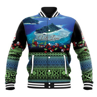 Personalised Fiji Viti Levu Baseball Jacket Tagimoucia and Tapa Tribal Pattern LT9 Unisex Blue - Polynesian Pride