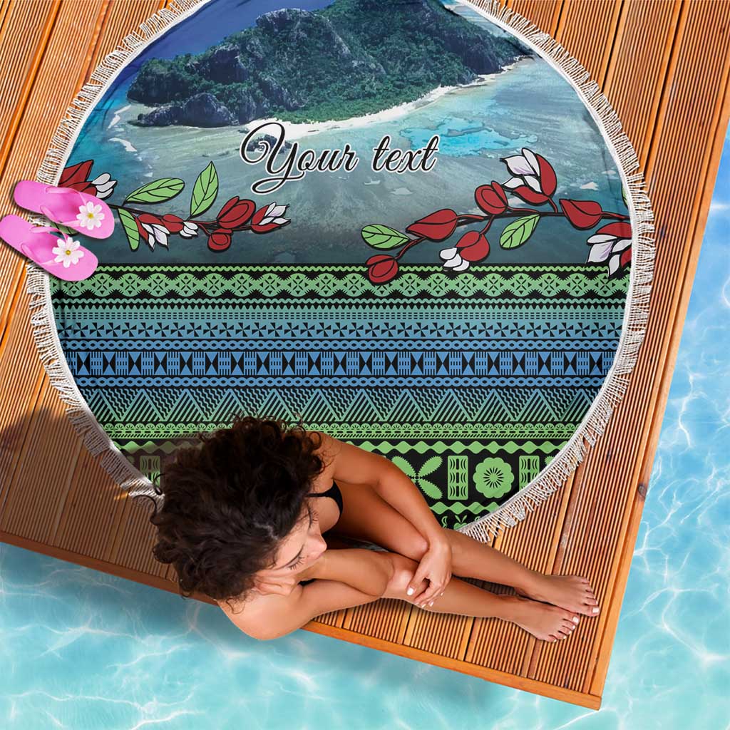Personalised Fiji Viti Levu Beach Blanket Tagimoucia and Tapa Tribal Pattern LT9 - Polynesian Pride