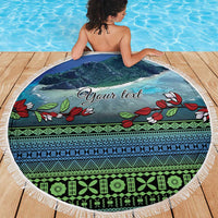 Personalised Fiji Viti Levu Beach Blanket Tagimoucia and Tapa Tribal Pattern LT9 - Polynesian Pride
