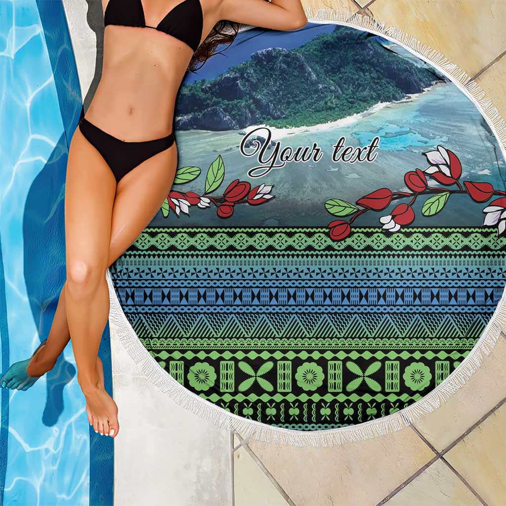 Personalised Fiji Viti Levu Beach Blanket Tagimoucia and Tapa Tribal Pattern LT9 - Polynesian Pride
