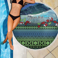 Personalised Fiji Viti Levu Beach Blanket Tagimoucia and Tapa Tribal Pattern LT9 - Polynesian Pride