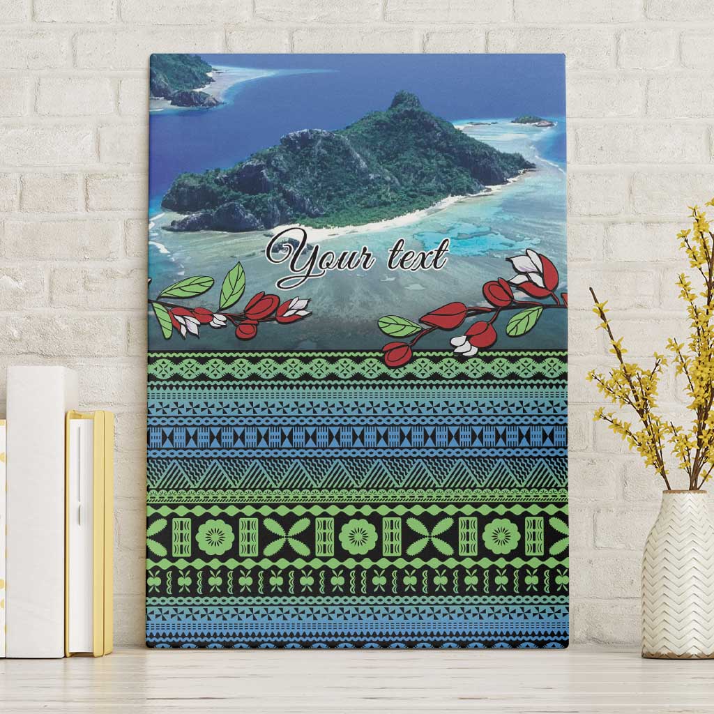 Personalised Fiji Viti Levu Canvas Wall Art Tagimoucia and Tapa Tribal Pattern LT9 Without Frame Blue - Polynesian Pride