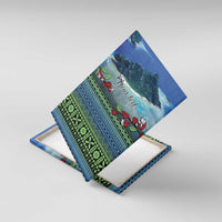 Personalised Fiji Viti Levu Canvas Wall Art Tagimoucia and Tapa Tribal Pattern LT9 With Frame Blue - Polynesian Pride