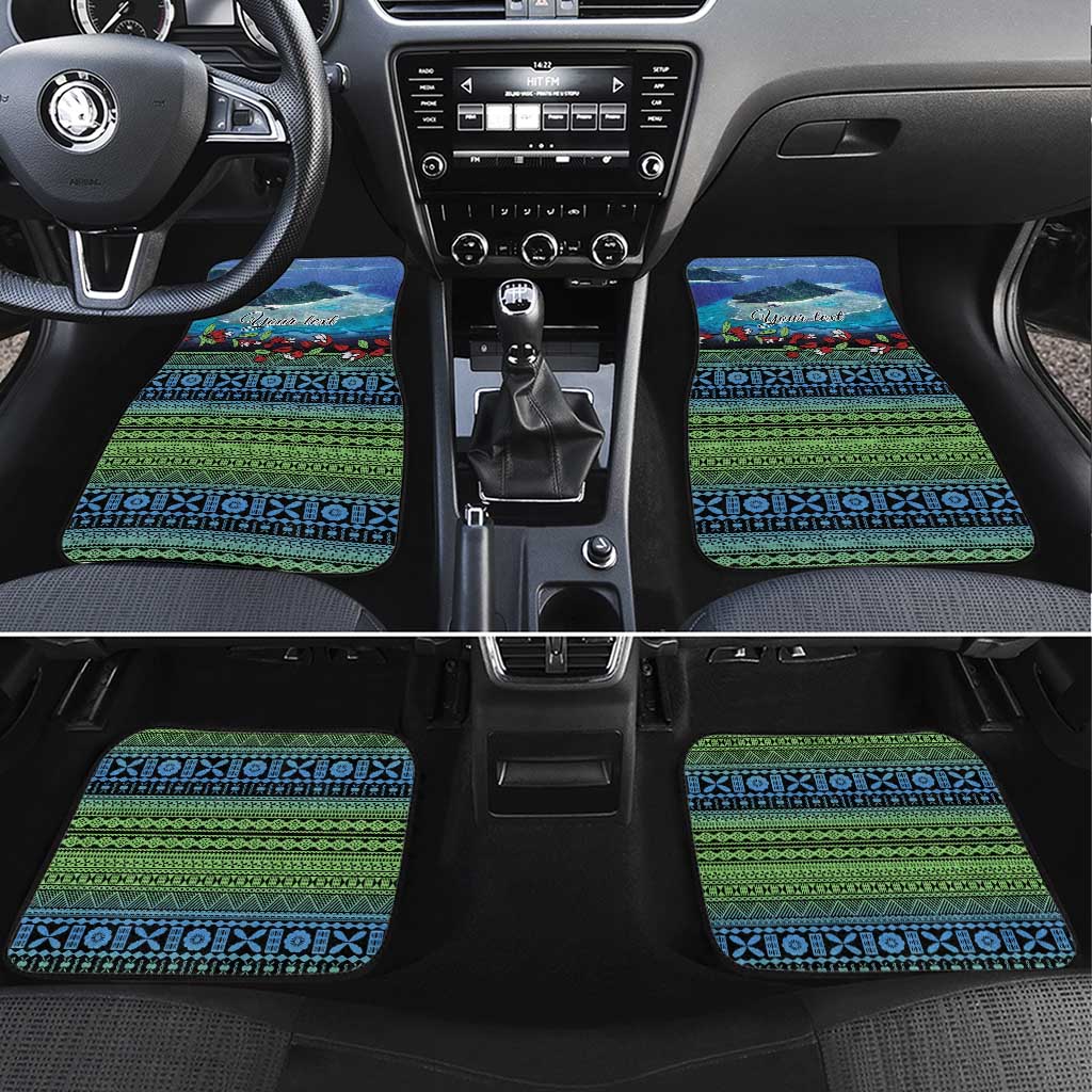 Personalised Fiji Viti Levu Car Mats Tagimoucia and Tapa Tribal Pattern LT9 Set 4pcs Blue - Polynesian Pride
