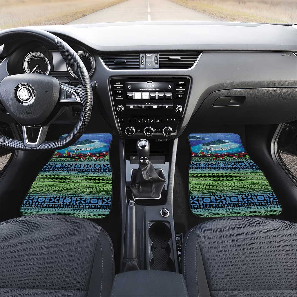 Personalised Fiji Viti Levu Car Mats Tagimoucia and Tapa Tribal Pattern LT9 Set 2pcs - Front Blue - Polynesian Pride