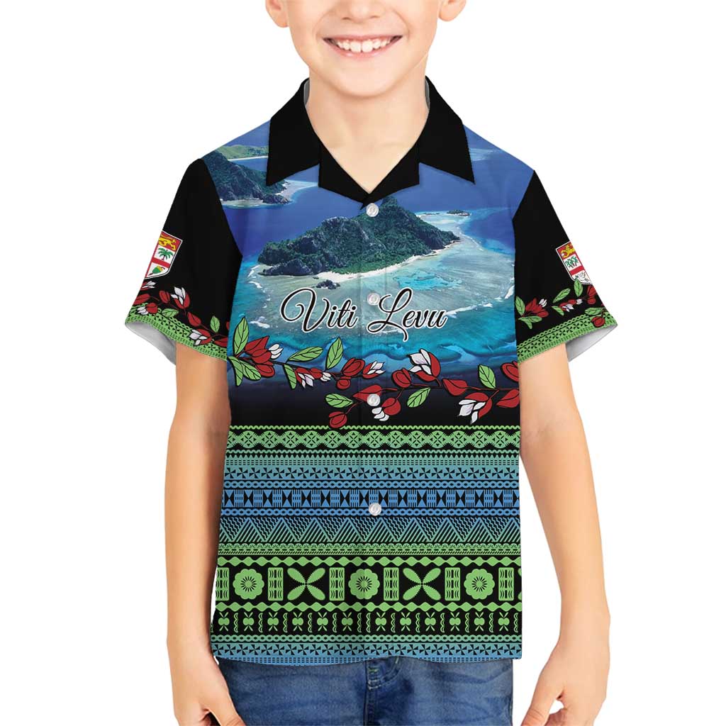 Personalised Fiji Viti Levu Family Matching Long Sleeve Bodycon Dress and Hawaiian Shirt Tagimoucia and Tapa Tribal Pattern