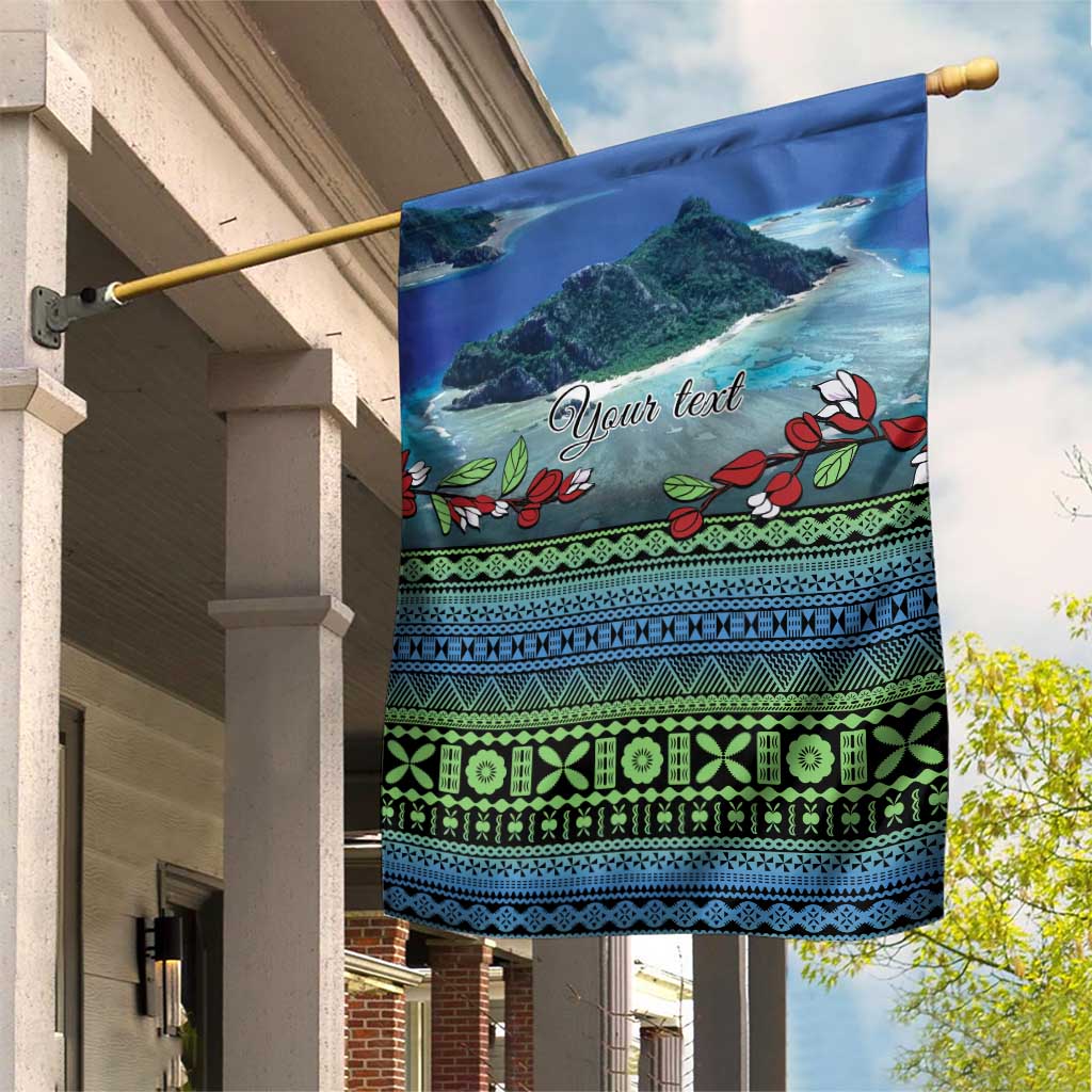 Personalised Fiji Viti Levu Garden Flag Tagimoucia and Tapa Tribal Pattern LT9 House Flag Blue - Polynesian Pride